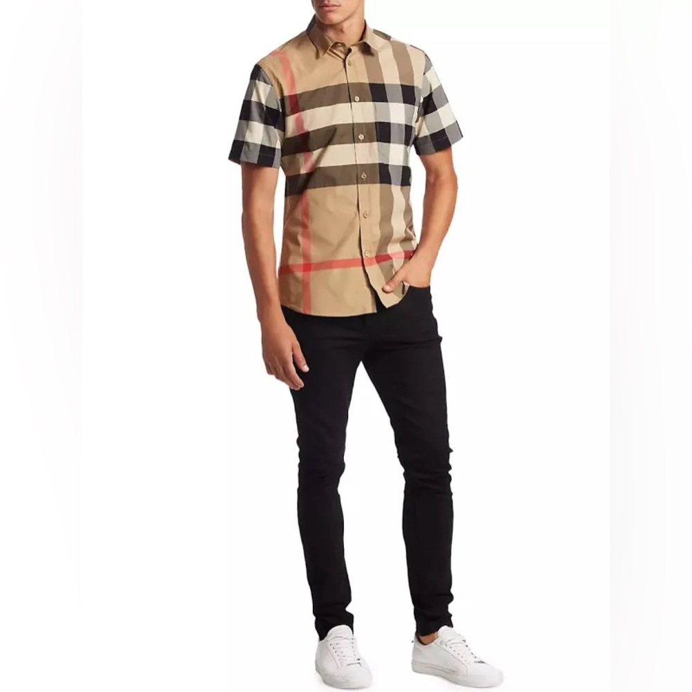 Boys Check Pattern Short sleeve button down shirt